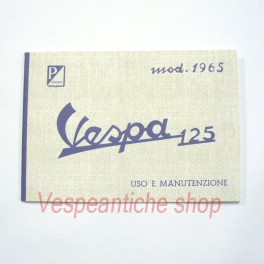 LIBRETTO USO E MANUTENZIONE VESPA 125 DEL 1965