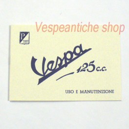 LIBRETTO USO E MANUTENZIONE VESPA 125 DEL 1951