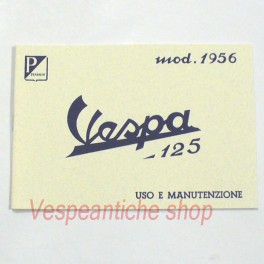 LIBRETTO USO E MANUTENZIONE VESPA 125 DEL 1956