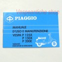 LIBRETTO USO E MANUTENZIONE VESPA P125X P150X P200E VARIANTE CON INDICATORI DI DIREZIONE